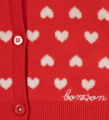 Bonton Cardigan - Strik - Lilet Maille - Coeur Rouge