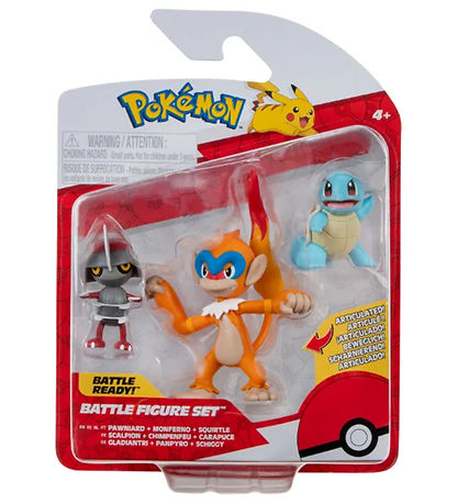 Pokmon Figurer - 3-pak - Battle Figure - Pawniard/Squirtle/Monf