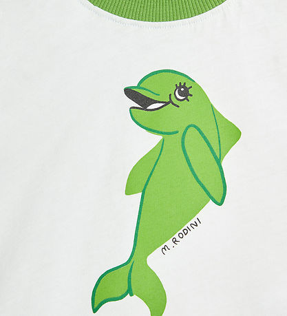 Mini Rodini Gaveske - Shorts/T-shirt - Dolphin - Hvid/Grn