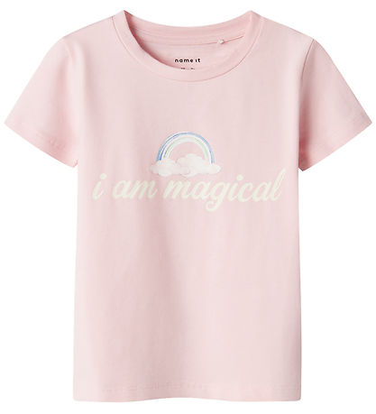 Name It T-shirt - NmfHejsa - Parfait Pink m. Regnbue
