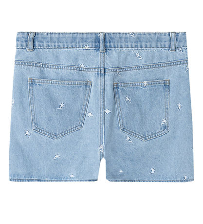 LMTD Shorts - NlfEmbizza - Light Blue Denim m. Blomster