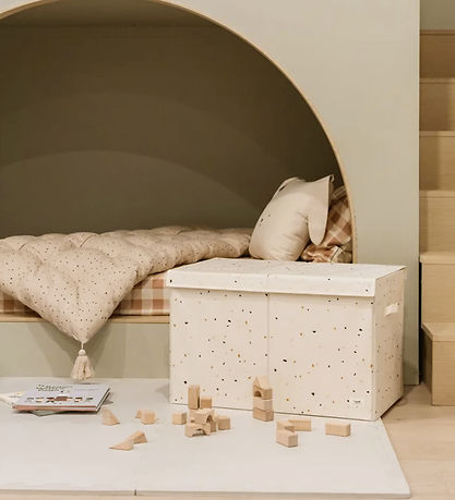 3 Sprouts Opbevaringskasse m. Låg - 63x38x39 cm - Terrazzo/Creme