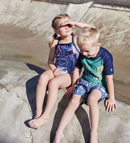 Color Kids Badeshorts - Vintage Indigo m. Surfbrætter