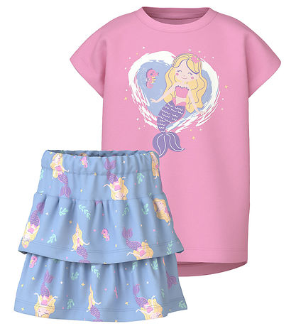 Name It Sæt - Nederdel/T-Shirt - NmfVigea - Bonbon/Chambray Blue