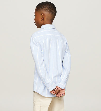 Tommy Hilfiger Skjorte - Vessel Blue/Hvidstribet