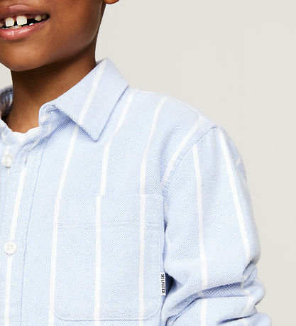 Tommy Hilfiger Skjorte - Vessel Blue/Hvidstribet