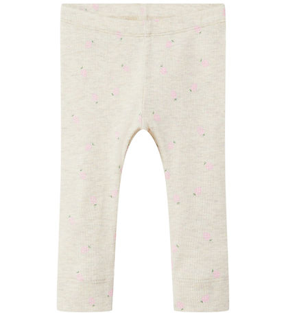 Name It Leggings - Rib - NbfDabua - Peyote Melange m. Jordbær
