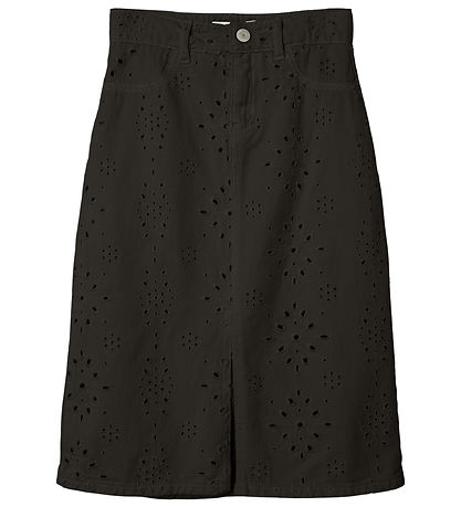 Name It Nederdel - Twill - NkfNinna - Sort m. Hulmønster