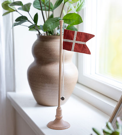 Sebra Bordflag - Træ - 28 cm - Dannebrog