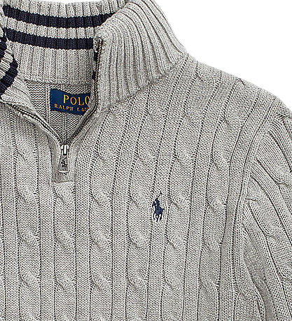 Polo Ralph Lauren Bluse m. Lynlås - Strik - Gråmeleret