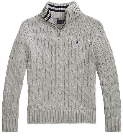 Polo Ralph Lauren Bluse m. Lynlås - Strik - Gråmeleret