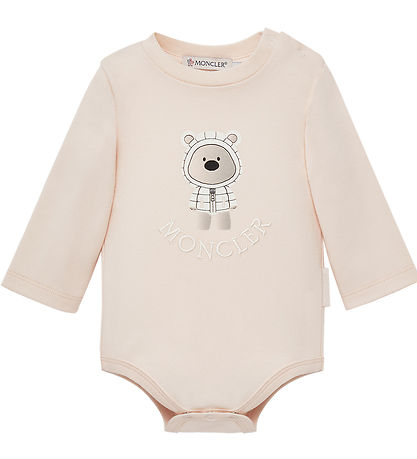 Moncler Sæt - Hue/Savlesmæk/Body l/æ - Light Pink m. Bamse
