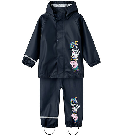 Name It regntøj m. Seler - PU - NmmJetsu PeppaPig - Dark Sapphir