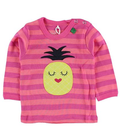 Freds World Bluse - Pink/Koralstribet m. Ananas