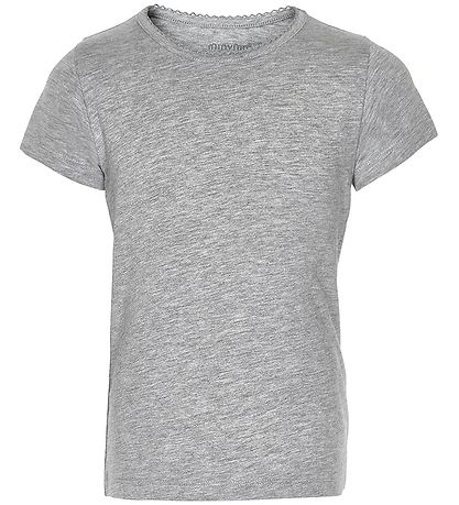 Minymo T-shirt - 2-pak - Sort/Gråmeleret m. Blonde