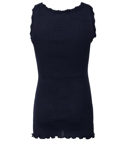 Rosemunde Top - Lang - Silke/Bomuld - Navy m. Blonder