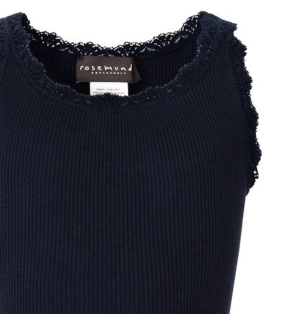 Rosemunde Top - Lang - Silke/Bomuld - Navy m. Blonder