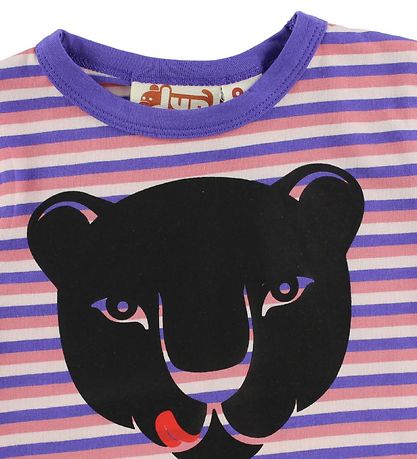 DYR T-shirt - Lilla/Rosastribet m. Panter