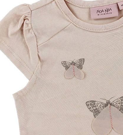 Noa Noa miniature T-shirt - Pudderrosa m. Sommerfugle