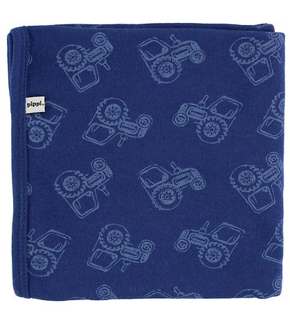 Pippi Tppe - 70x70 - 2-pak - Navy/Lysebl m. Traktor/Rummet