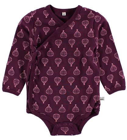 Pippi Slå-om-Bodyer - 4-pak - Mørklilla/Rosa m. Print