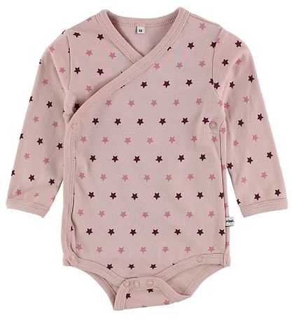Pippi Slå-om-Bodyer - 4-pak - Mørklilla/Rosa m. Print