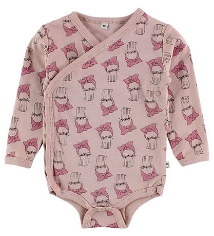 Pippi Slå-om-Bodyer - 4-pak - Mørklilla/Rosa m. Print