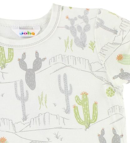 Joha T-shirt - Bambus - Creme m. Kaktusprint