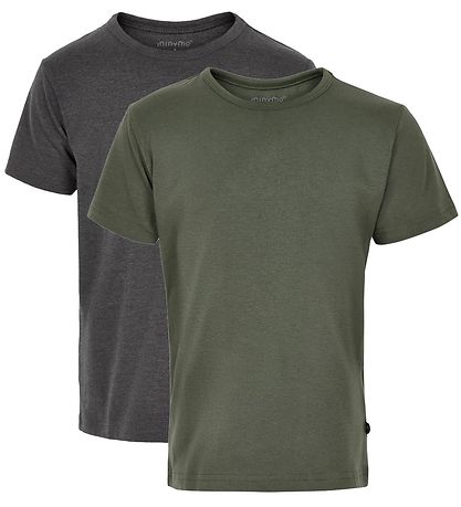 Minymo T-shirt - 2-pak - Koksgrå/Army