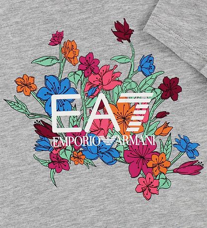 EA7 T-shirt - Grmeleret m. Blomster