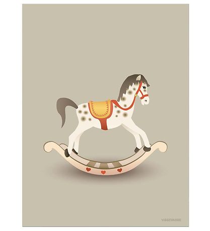 Vissevasse Plakat - 30x40 - Rocking Horse - Lysegr