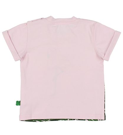 Freds World T-shirt - Lyserd m. Bladprint/Flamingo