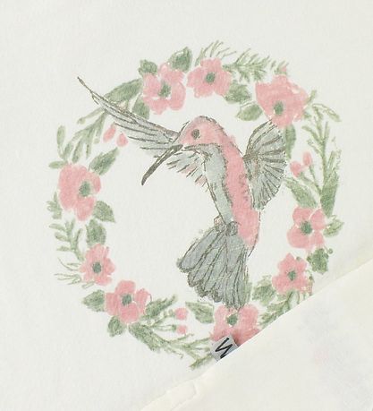 Wheat T-shirt - Flower Bird - Ivory m. Print