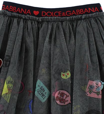 Dolce & Gabbana Tylnederdel - Mrkegr m. Print/Patches