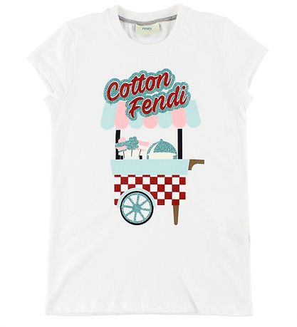 Fendi Kids T-shirt - Hvid m. Glimmer Print