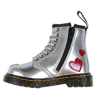 Dr. Martens Stvler - 1460 T - Silver Metallic+Bright Red/Patent