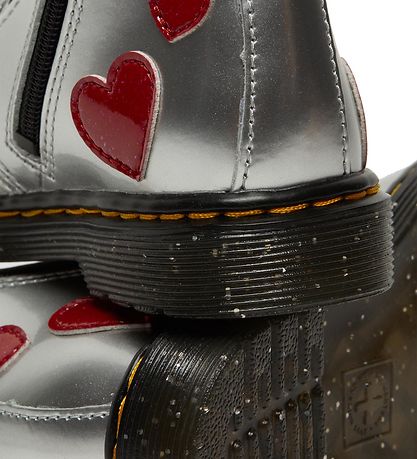 Dr. Martens Stvler - 1460 T - Silver Metallic+Bright Red/Patent