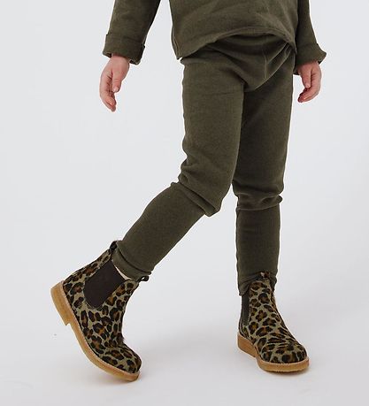 Angulus Støvler - Chelsea - Khaki Leopard m. Pels
