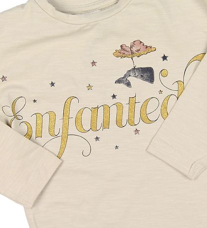 En Fant Bluse - Beige m. Print/Guld