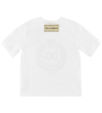 Dolce & Gabbana T-shirt - Hvid m. Patch/Krystaller