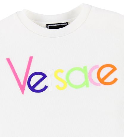 Young Versace Kjole - Sweat - Hvid m. Multifarvet Logo