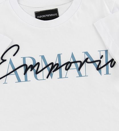 Emporio Armani T-shirt - Hvid m. Tekst/Broderi