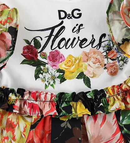 Dolce & Gabbana Kjole - Sort/Hvid m. Blomster