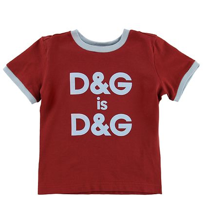 Dolce & Gabbana T-shirt - Rd/Lysebl m. Logo