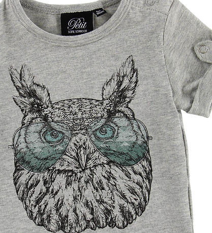 Petit by Sofie Schnoor T-shirt - Julius - Gråmeleret m. Ugle