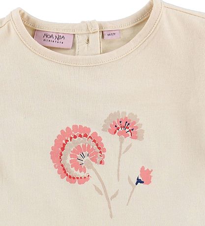 Noa Noa miniature T-shirt - Creme m. Blomster