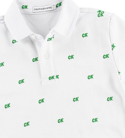 Calvin Klein Polo - Hvid m. Grøn/CK