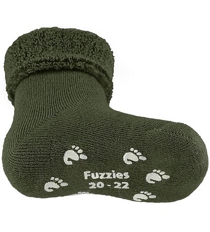 Fuzzies Gstrmper m. Antiskrid - Armygrn