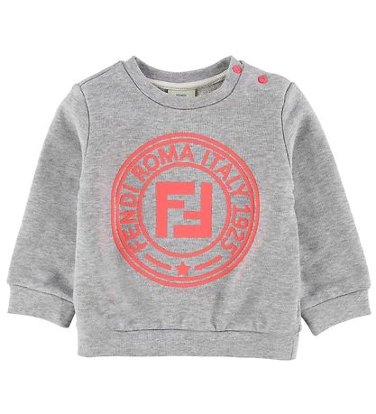 Fendi Sweatshirt - Grmeleret m. Neonpink/Logo