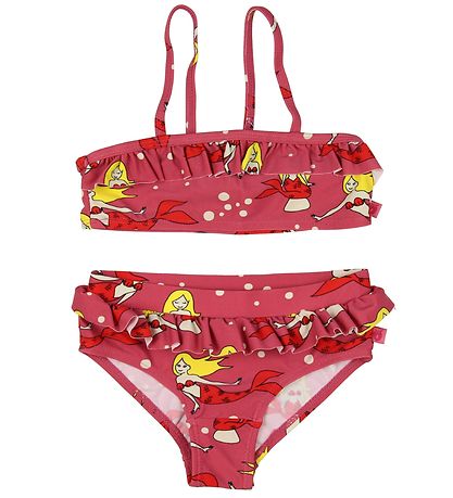 Smfolk Bikini - UV50+ - Mrk Rosa m. Flser/Havfrue